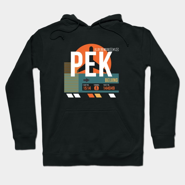 Beijing (PEK) Airport Code Baggage Tag Hoodie by SLAG_Creative